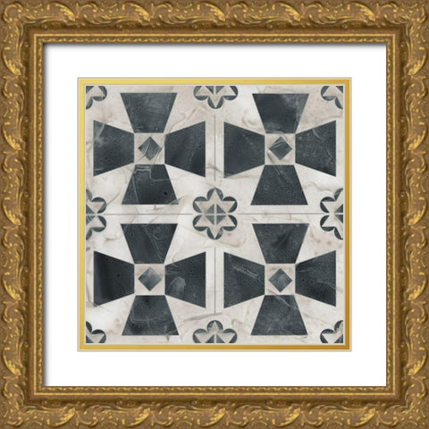 Neutral Tile Collection IV Gold Ornate Wood Framed Art Print with Double Matting by Vess, June Erica