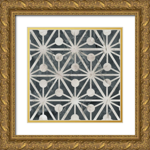 Neutral Tile Collection IX Gold Ornate Wood Framed Art Print with Double Matting by Vess, June Erica