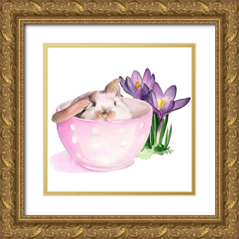 Bunny Crossing II Gold Ornate Wood Framed Art Print with Double Matting by Parker, Jennifer Paxton