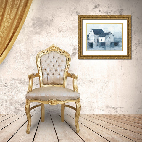 Indigo Barns I Gold Ornate Wood Framed Art Print with Double Matting by Harper, Ethan