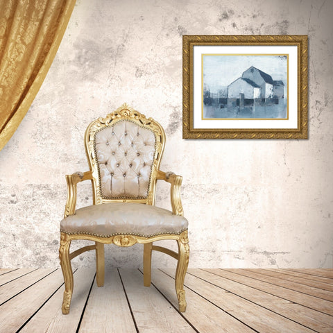 Indigo Barns II Gold Ornate Wood Framed Art Print with Double Matting by Harper, Ethan