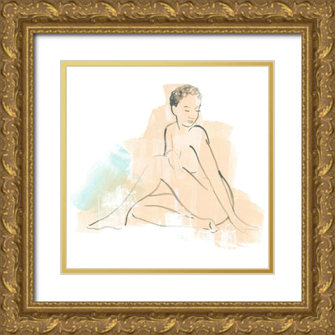 Colorblock Figure II Gold Ornate Wood Framed Art Print with Double Matting by Vess, June Erica