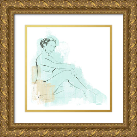 Colorblock Figure III Gold Ornate Wood Framed Art Print with Double Matting by Vess, June Erica