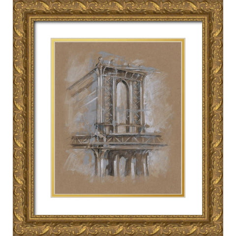 Brushwork Architecture Study IV Gold Ornate Wood Framed Art Print with Double Matting by Harper, Ethan