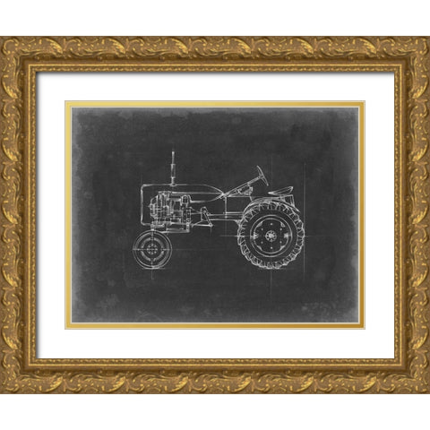 Tractor Blueprint III Gold Ornate Wood Framed Art Print with Double Matting by Harper, Ethan