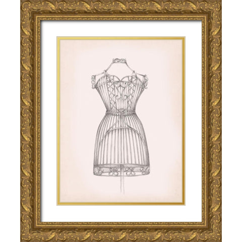 Antique Dress Form I Gold Ornate Wood Framed Art Print with Double Matting by Harper, Ethan