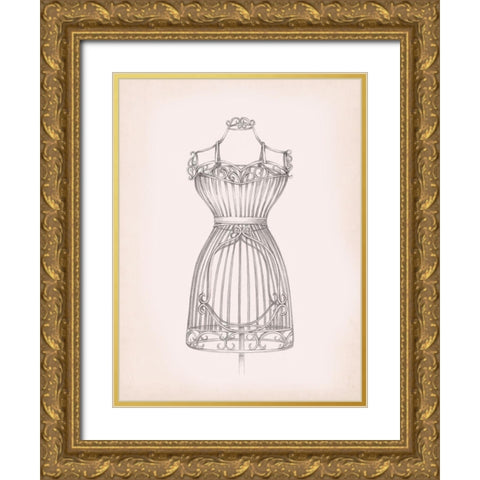 Antique Dress Form II Gold Ornate Wood Framed Art Print with Double Matting by Harper, Ethan