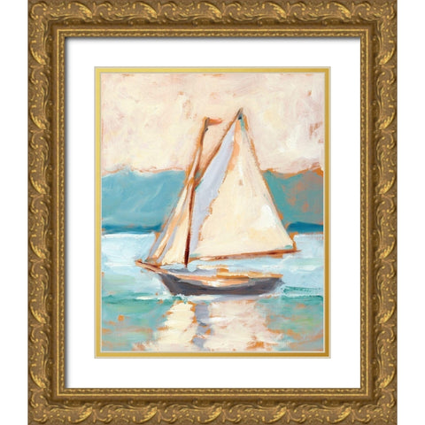 Contemporary Yacht I Gold Ornate Wood Framed Art Print with Double Matting by Harper, Ethan