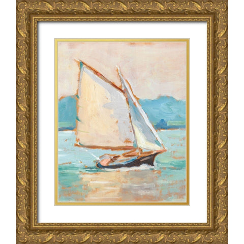Contemporary Yacht II Gold Ornate Wood Framed Art Print with Double Matting by Harper, Ethan