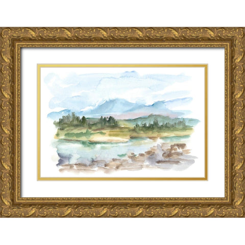 Mountain Watercolor III Gold Ornate Wood Framed Art Print with Double Matting by Harper, Ethan