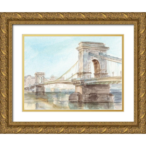 Iconic Watercolor Bridge I Gold Ornate Wood Framed Art Print with Double Matting by Harper, Ethan
