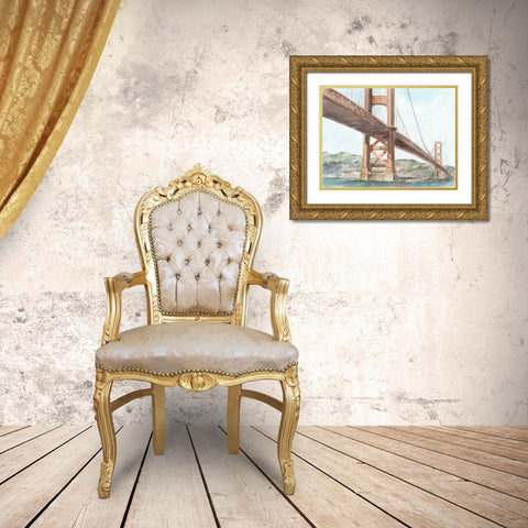 Iconic Watercolor Bridge III Gold Ornate Wood Framed Art Print with Double Matting by Harper, Ethan
