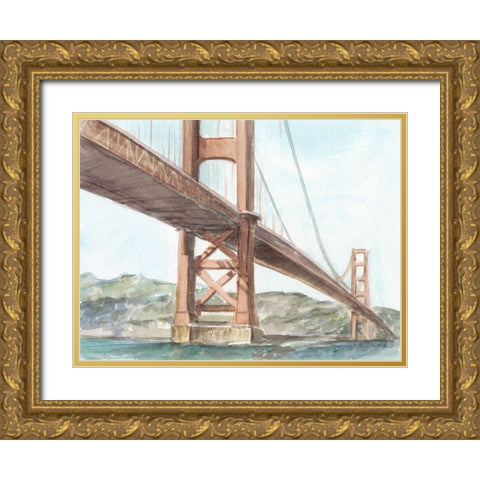Iconic Watercolor Bridge III Gold Ornate Wood Framed Art Print with Double Matting by Harper, Ethan