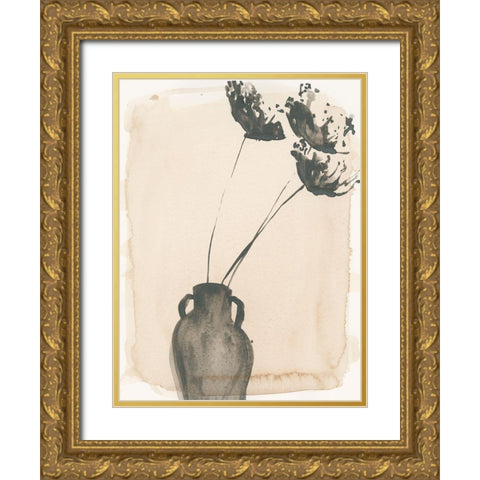 Grey Garden Vase I Gold Ornate Wood Framed Art Print with Double Matting by Parker, Jennifer Paxton