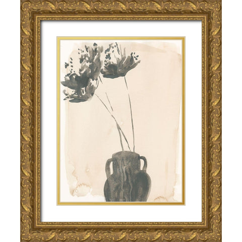 Grey Garden Vase II Gold Ornate Wood Framed Art Print with Double Matting by Parker, Jennifer Paxton