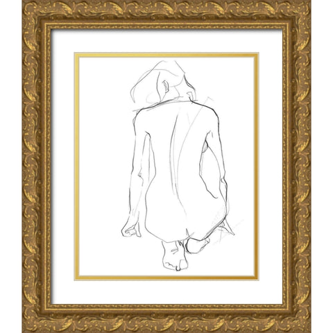Muse II Gold Ornate Wood Framed Art Print with Double Matting by Parker, Jennifer Paxton