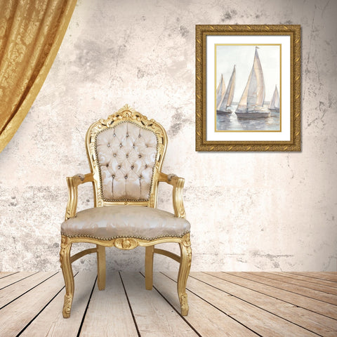 Plein Air Sailboats I Gold Ornate Wood Framed Art Print with Double Matting by Harper, Ethan