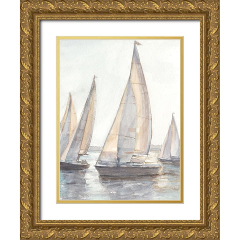 Plein Air Sailboats I Gold Ornate Wood Framed Art Print with Double Matting by Harper, Ethan