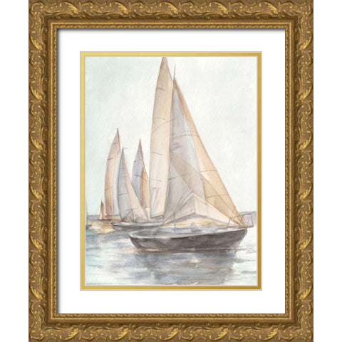 Plein Air Sailboats II Gold Ornate Wood Framed Art Print with Double Matting by Harper, Ethan