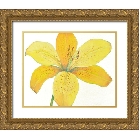 Citron Tiger Lily II Gold Ornate Wood Framed Art Print with Double Matting by OToole, Tim