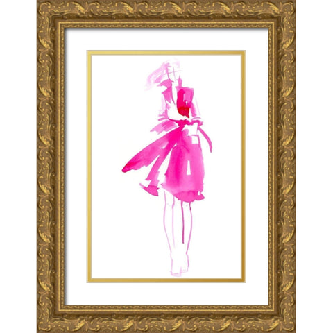 Fuchsia Street Fashion I Gold Ornate Wood Framed Art Print with Double Matting by Parker, Jennifer Paxton