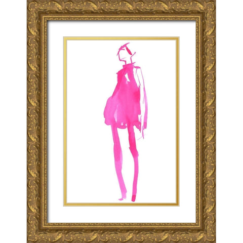 Fuchsia Street Fashion II Gold Ornate Wood Framed Art Print with Double Matting by Parker, Jennifer Paxton