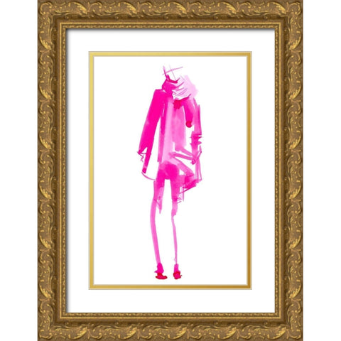 Fuchsia Street Fashion III Gold Ornate Wood Framed Art Print with Double Matting by Parker, Jennifer Paxton