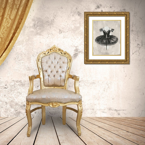 Black Ballet Dress II Gold Ornate Wood Framed Art Print with Double Matting by Harper, Ethan