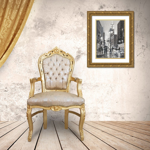 Illuminated Streets I Gold Ornate Wood Framed Art Print with Double Matting by Harper, Ethan