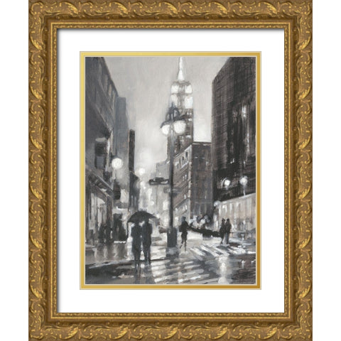 Illuminated Streets I Gold Ornate Wood Framed Art Print with Double Matting by Harper, Ethan