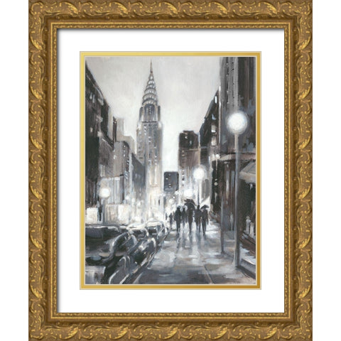 Illuminated Streets II Gold Ornate Wood Framed Art Print with Double Matting by Harper, Ethan