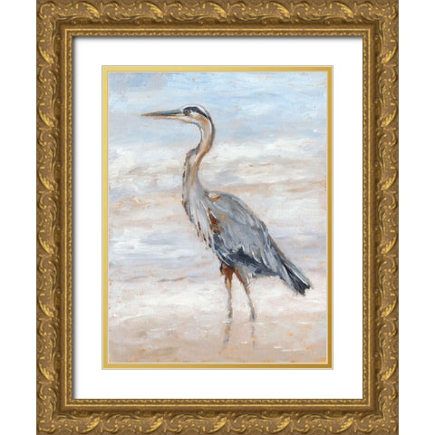 Beach Heron II Gold Ornate Wood Framed Art Print with Double Matting by Harper, Ethan