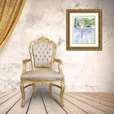 Lavender Fields I Gold Ornate Wood Framed Art Print with Double Matting by Parker, Jennifer Paxton