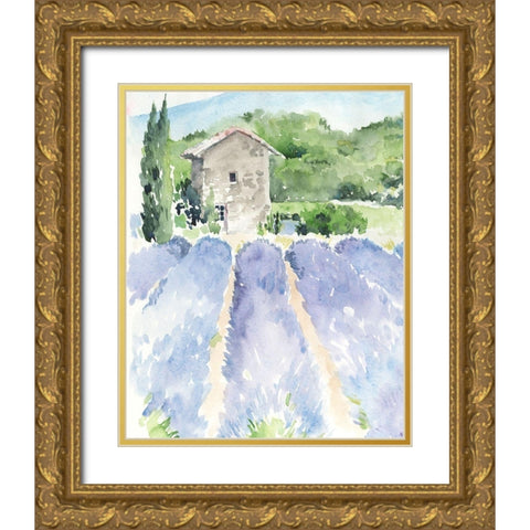 Lavender Fields I Gold Ornate Wood Framed Art Print with Double Matting by Parker, Jennifer Paxton
