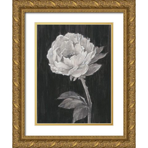 Black and White Flowers II Gold Ornate Wood Framed Art Print with Double Matting by Harper, Ethan
