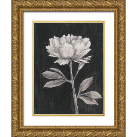 Black and White Flowers III Gold Ornate Wood Framed Art Print with Double Matting by Harper, Ethan