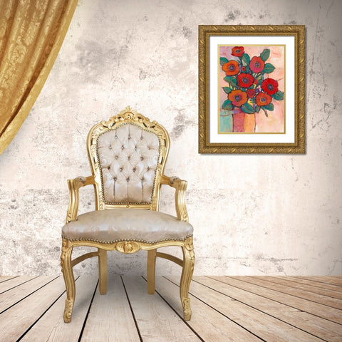 Poppies in a Vase I Gold Ornate Wood Framed Art Print with Double Matting by OToole, Tim