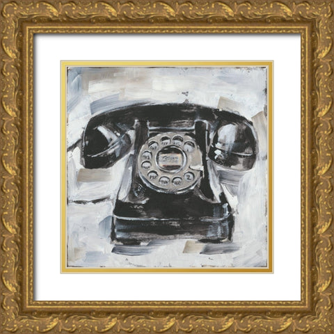 Retro Phone I Gold Ornate Wood Framed Art Print with Double Matting by Harper, Ethan