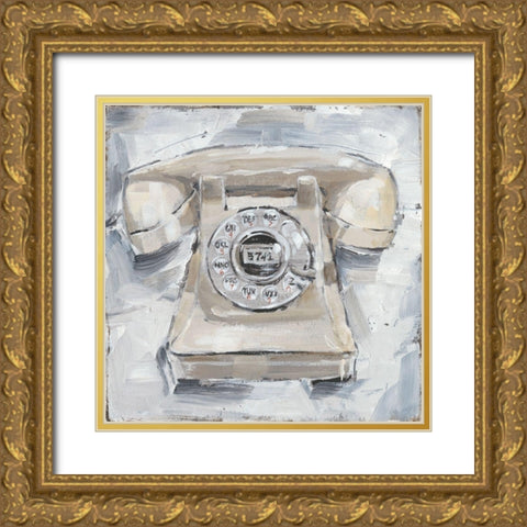 Retro Phone II Gold Ornate Wood Framed Art Print with Double Matting by Harper, Ethan