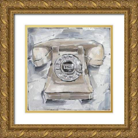 Retro Phone II Gold Ornate Wood Framed Art Print with Double Matting by Harper, Ethan