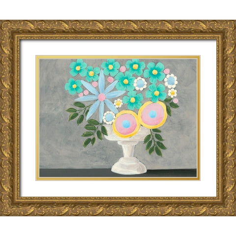 Nouveau Flowers I Gold Ornate Wood Framed Art Print with Double Matting by Moore, Regina