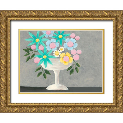Nouveau Flowers II Gold Ornate Wood Framed Art Print with Double Matting by Moore, Regina