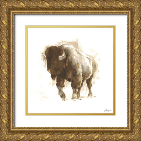 Rustic Bison II Gold Ornate Wood Framed Art Print with Double Matting by Harper, Ethan