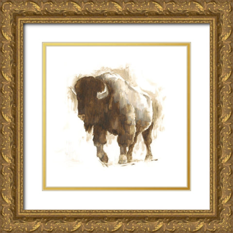 Rustic Bison II Gold Ornate Wood Framed Art Print with Double Matting by Harper, Ethan