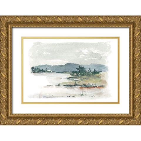 Overcast Lake Study II Gold Ornate Wood Framed Art Print with Double Matting by Harper, Ethan