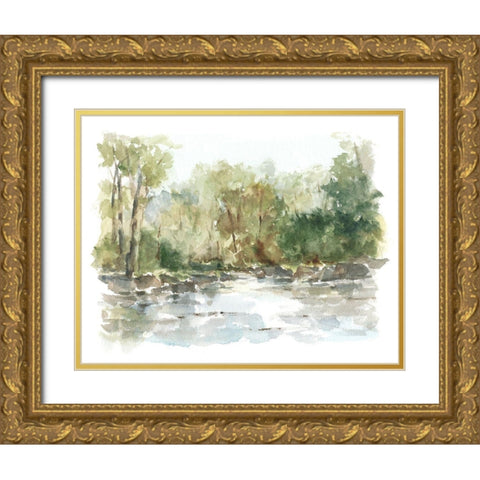 Wooded Stream II Gold Ornate Wood Framed Art Print with Double Matting by Harper, Ethan