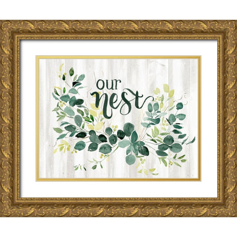 Welcome Wreath IV Gold Ornate Wood Framed Art Print with Double Matting by Parker, Jennifer Paxton