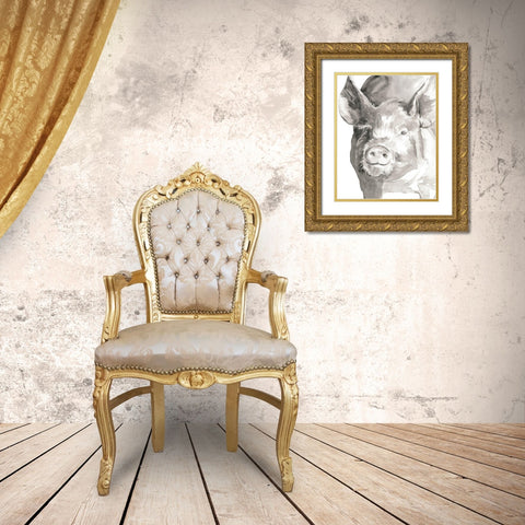 Farm Faces III Gold Ornate Wood Framed Art Print with Double Matting by Parker, Jennifer Paxton