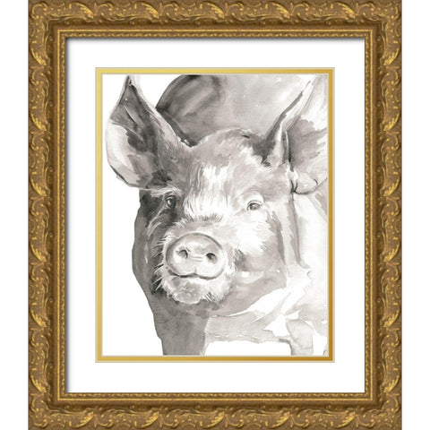 Farm Faces III Gold Ornate Wood Framed Art Print with Double Matting by Parker, Jennifer Paxton