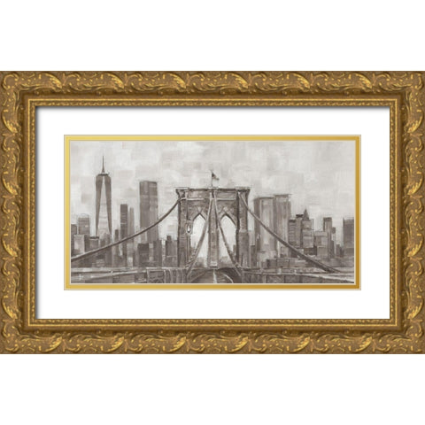 New York Panoramic Gold Ornate Wood Framed Art Print with Double Matting by Harper, Ethan